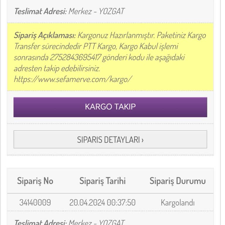 Sefamerve Ürünlerim Elime Ulaşmadı