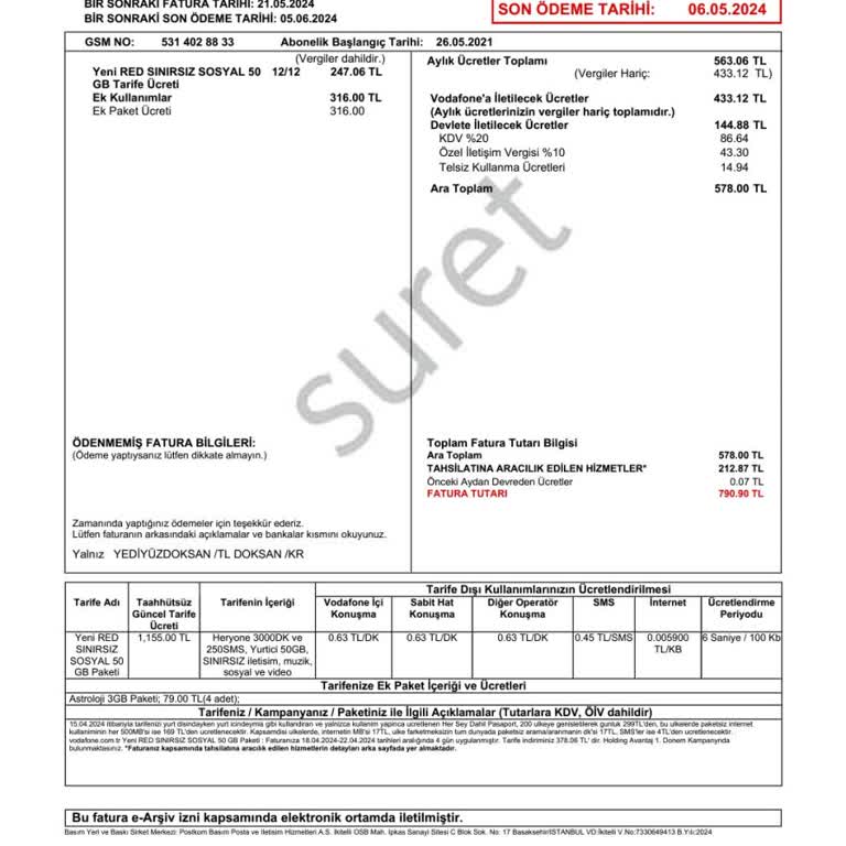 Vodafone Haksız Fatura Edilen Ek Paketler Ve İptal Reddi