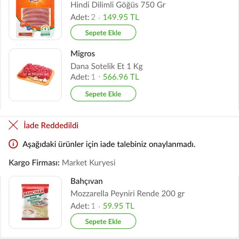 Migros Yollamadığı Ürünün İadesini Yapmadı