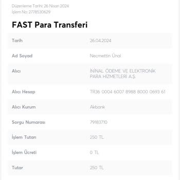 İninal Kart Para Hesaba Düşmemesi