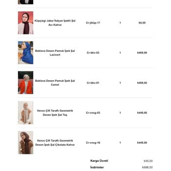 Carell Şal Ve Eşarp Eksik Sipariş Gönderilmedi