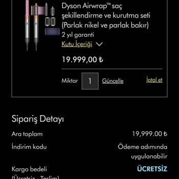 Dyson İnternet Satışı %5 İndirimi Doğru Değil Şikayetçiyim