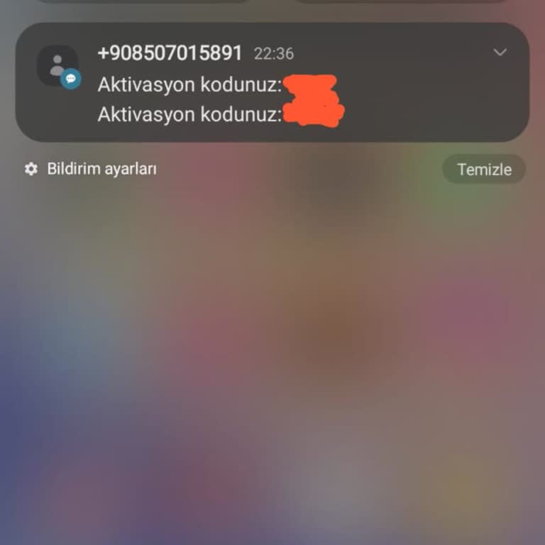 0850 701 58 91 Gelen Aktivasyon Kodu Mesajı