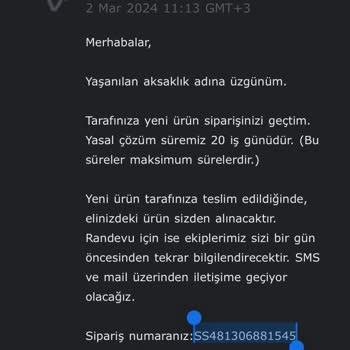 Vivense Defolu Ürün Geç Kargo