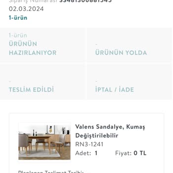 Vivense Defolu Ürün Geç Kargo