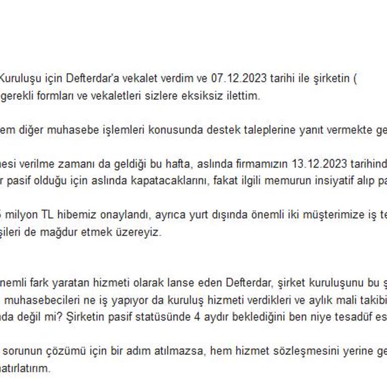 Eofis Şirket Kuruluş Hizmeti Veren Firma, Kuruluş İşlemini Tamamlamamış