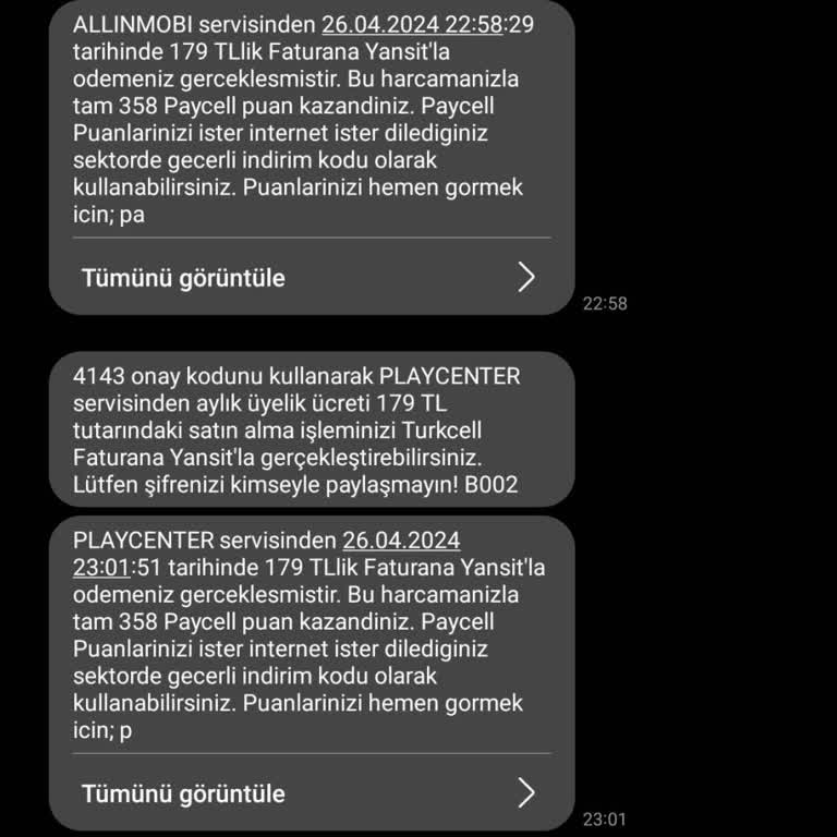 Turkcell Paycell Allinmobi Onaysız Para Kesiyor.