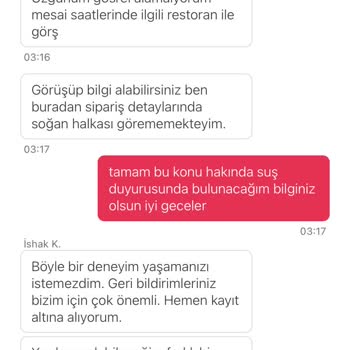 Yemek Sepeti Menü Eksik Sipariş