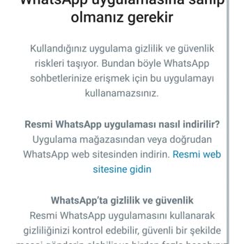 WhatsApp Resmi Uygulama Hatası