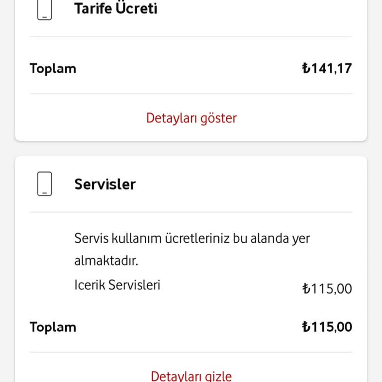 Vodafone Ekstra Servis Ücreti