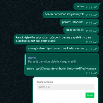 Charmé Butik Ürünüm Gelmedi / Para İadesi Yapılmadı
