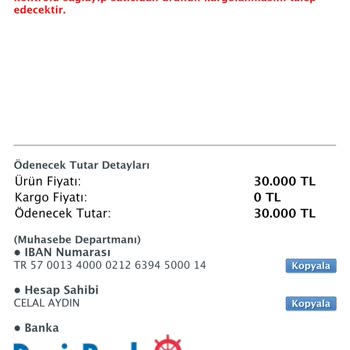 Sahibinden Paramın İade Edilmesini İstiyorum