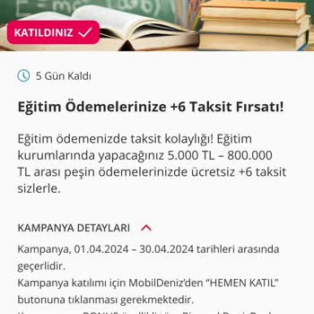Denizbank Eğitime 6 Taksit Kampanyası