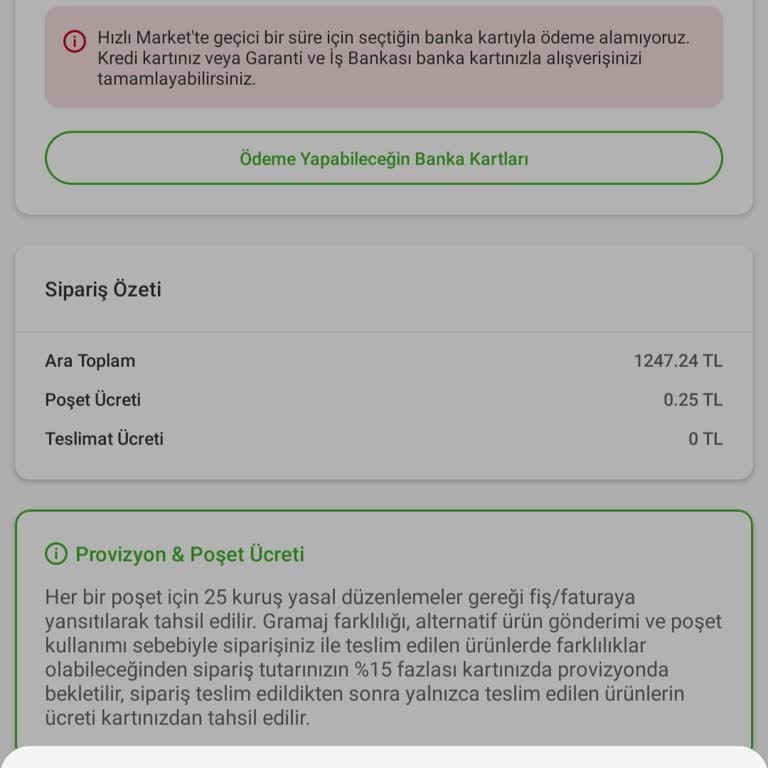 Trendyol Hızlı Market Banka Kartı Sorunu