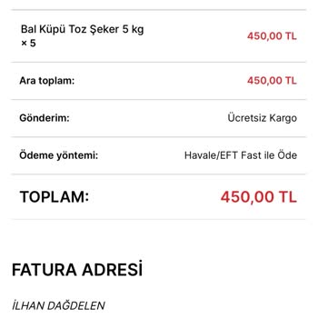 Güne Kadar Halen Teslim Edilmeyen Bal Küpü Kristal Toz Şeker Siparişim