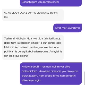 Getir Bozuk Ürünü İade Almıyor