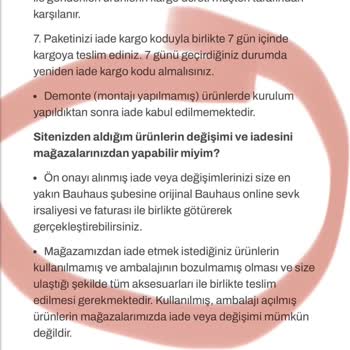 Bauhaus Mağazası İade Ürünü Almak İstemedi