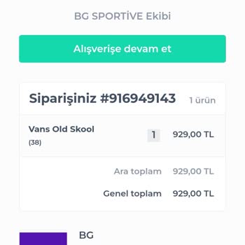 BG1 Sportive Bg1sportive Alınan Ürünü Yollamıyor