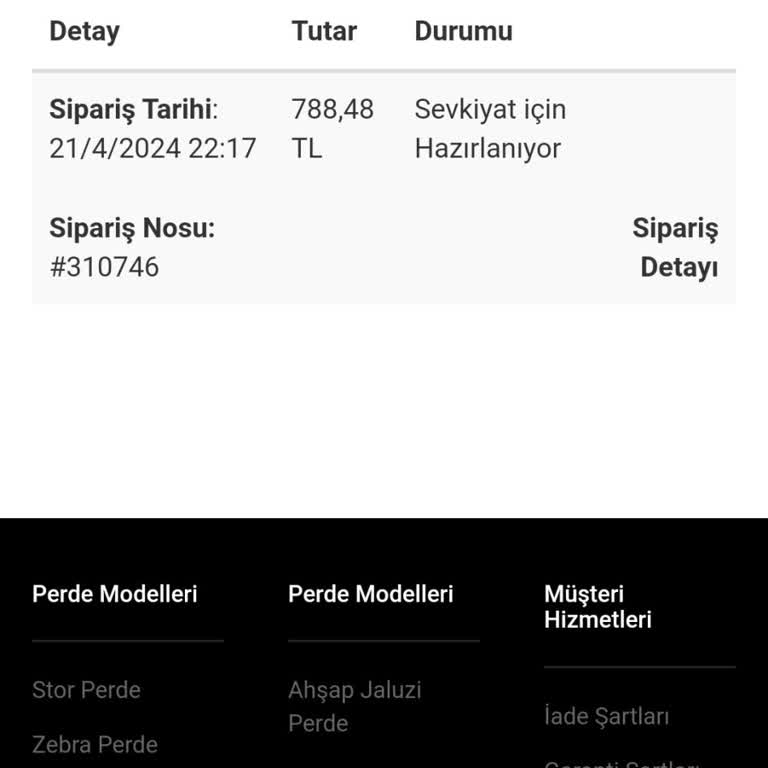 Perde.com'un Güvenirliği Şüpheli.