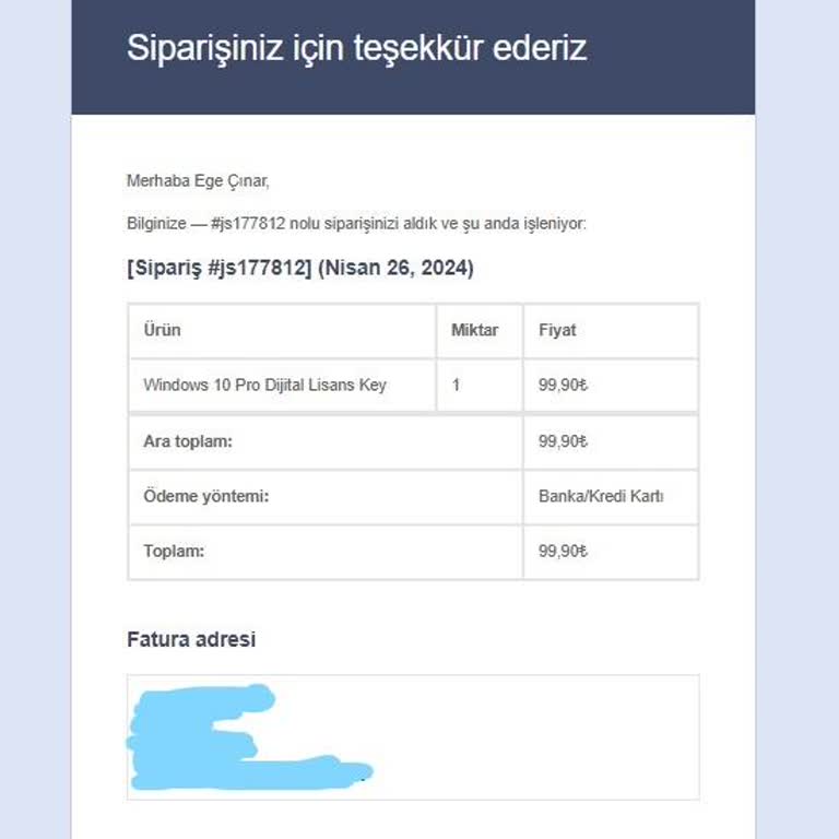 Jetlisans Windows 10 Pro Lisansımı Teslim Etmedi