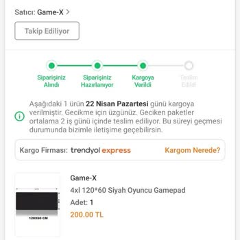 Trendyol Express Teslimat Gecikmesi Hakkında Şikayet