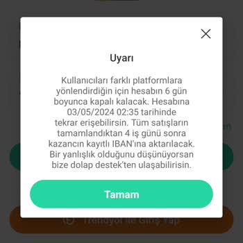 Dolap Uygulaması Hesap Kapatma