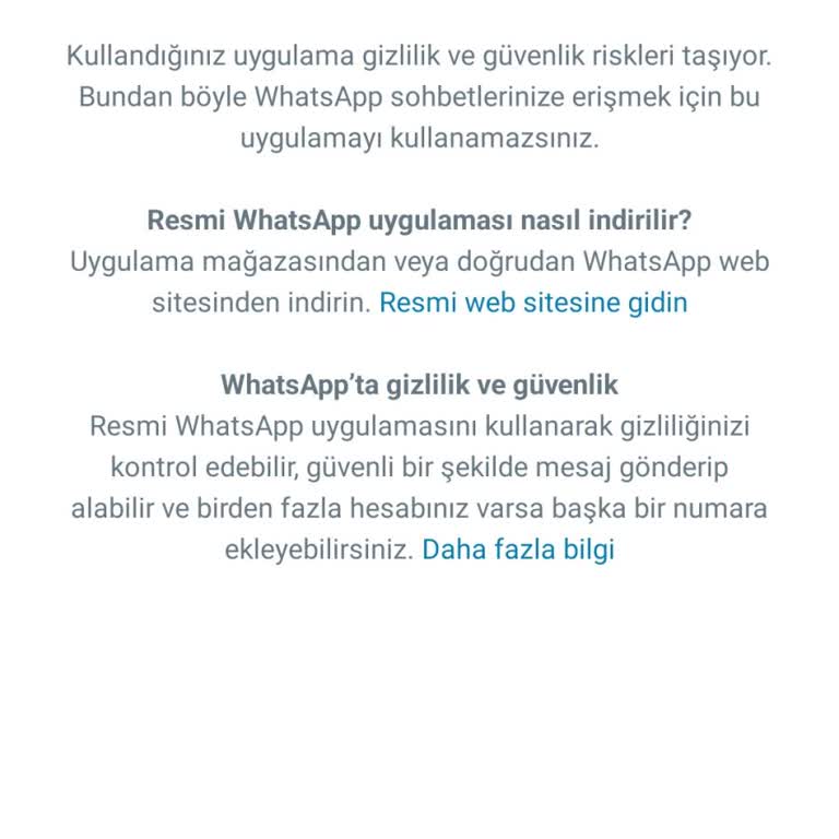WhatsApp Resmi WhatsApp Hatası