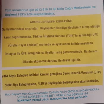 ABB - Ankara Büyükşehir Belediyesi 825 TL Lik Su Faturam