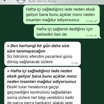 Butik Merve Aksoy'dan Yaptığım Alışverişin Ücret İade Sıkıntısı!