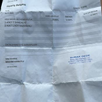 Atölye Furnitu Sipariş Teslim Etmedi