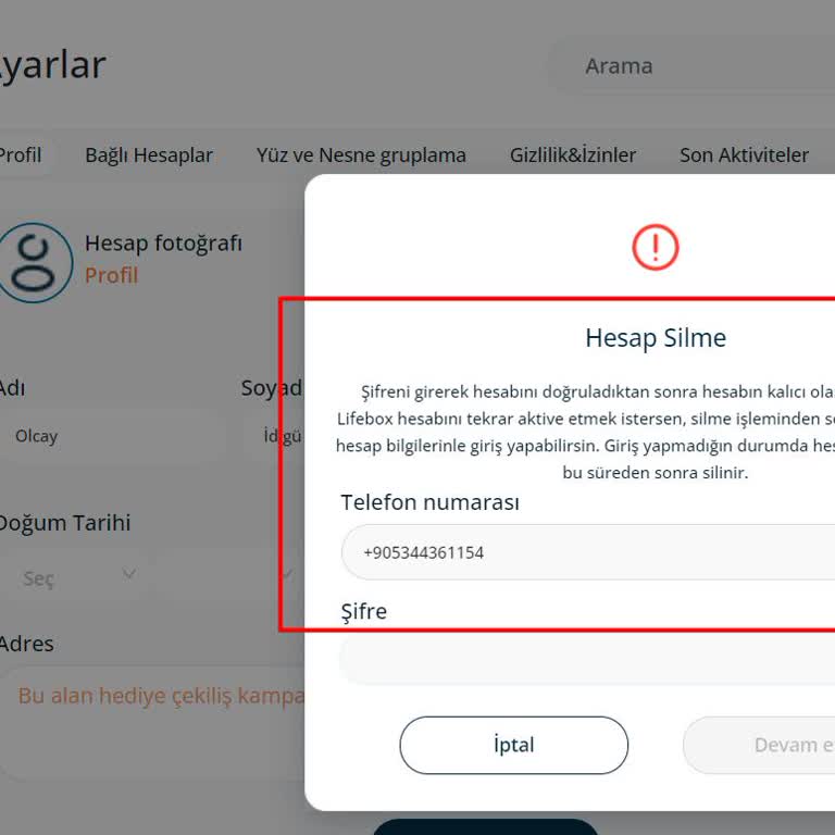 Lifebox Hesap Güvenliği Ve Numara Güncelleme