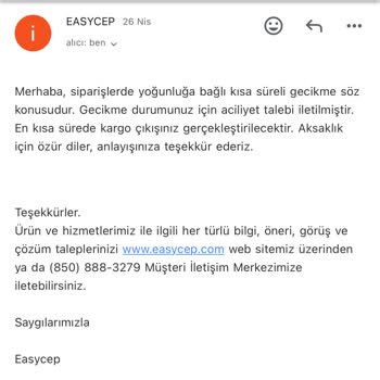 EasyCep Easy Cepten Beklenen Telefon Gecikmesi