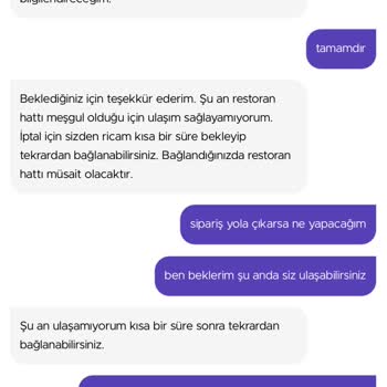 GetirYemek Sipariş İptal Etmeme