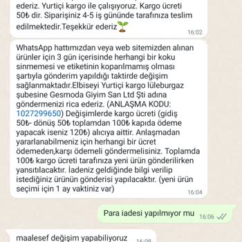 Gesmoda Butik Para İadesi Yapılmak İstenmiyor