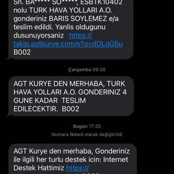 AGT Kurye Kargomu Başkasına Teslim Etti.