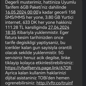 Vodafone Tarife Değişikliği Mağduriyeti