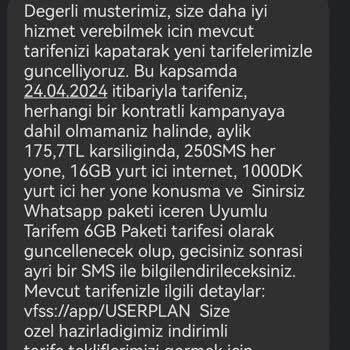 Vodafone Tarife Değişikliği Mağduriyeti