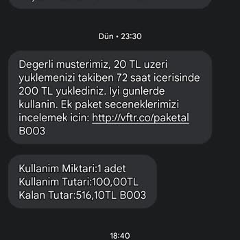 Vodafone Kolay Paket Hatası