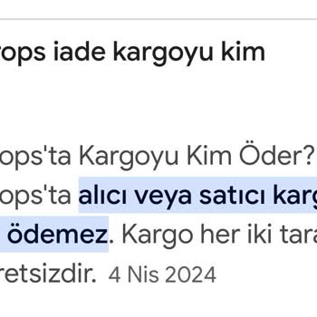 Gardrops Uygulamasının Kargo Ücreti Hk.