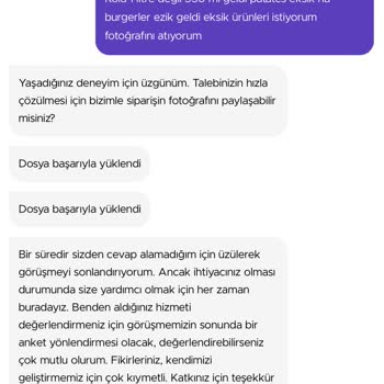 Getir Ve Burger King Eksik Ürün Ve Yüze Kapatan Canlı Destek