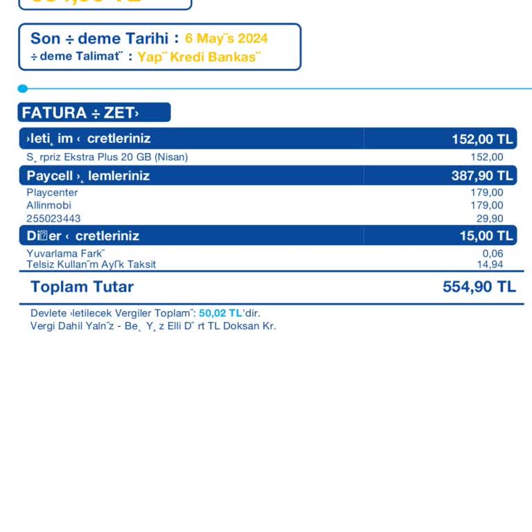 Playcenter Fatura Ücretlendirme Düzeltilmesi