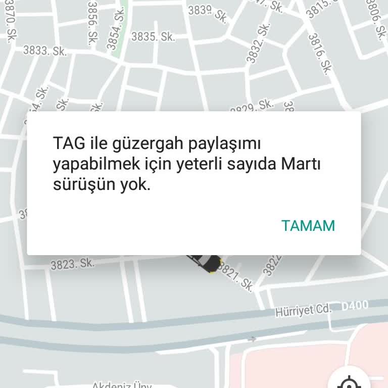 Martı Tag Çağıramıyorum. Yeterli Sürüş Yok Diyor.