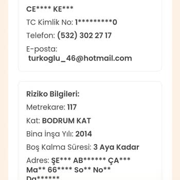 Türkiye Sigorta Konut Sigortası Poliçesi