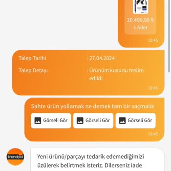 Trendyol Ve Firmalarının Sahte Ürün Gönderimi
