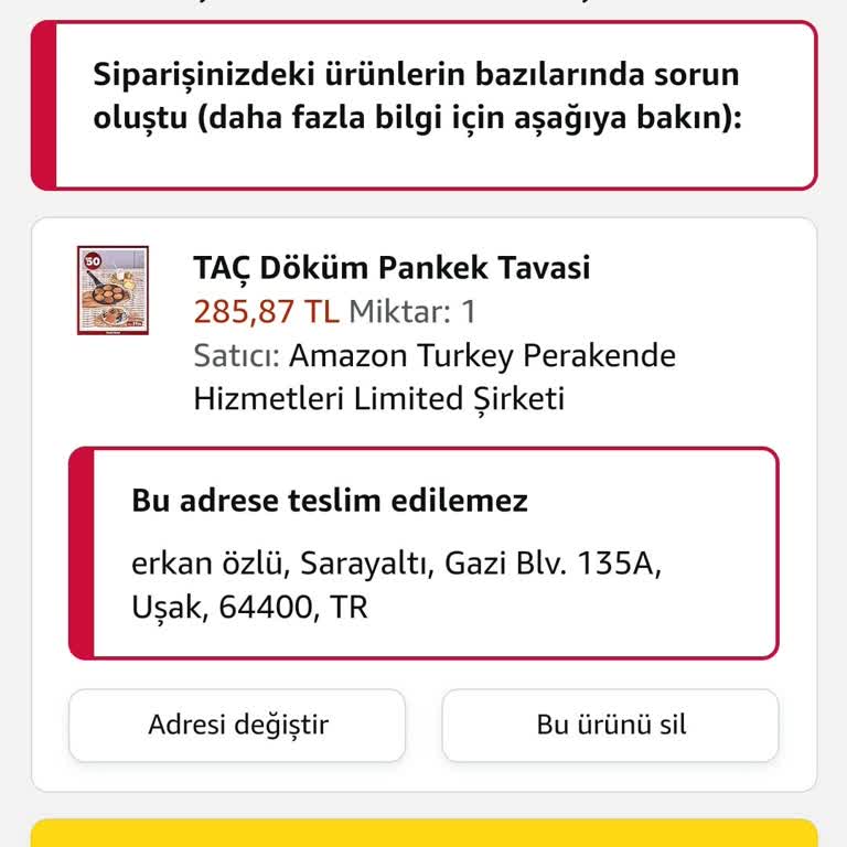 Amazon Uygulaması Sepetimdeki Ürün