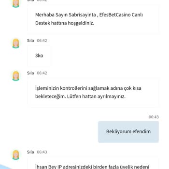 Efesbetcasino Efesbet Aynı IP Bahanesi İle Ödeme Yapmıyor.