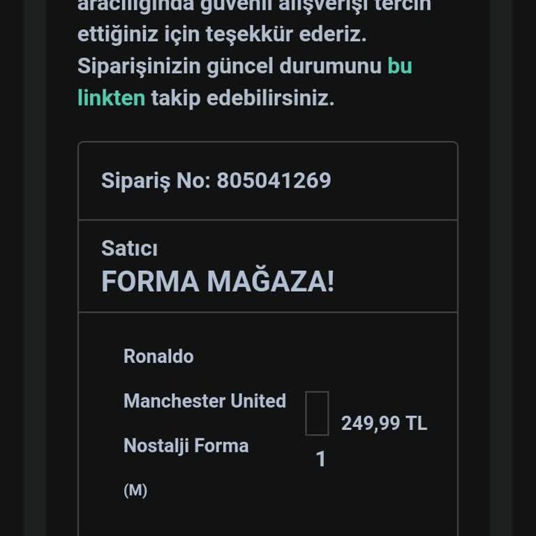 Forma Mağaza (Instagram: forma.magaza) Formam 1 Haftadır Kargoya Verilmedi