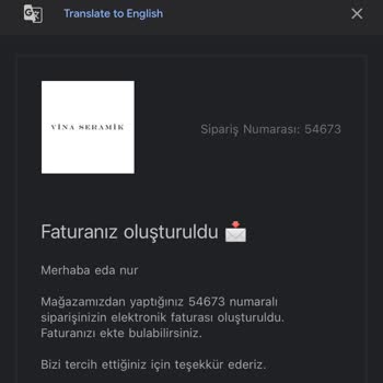 Vina Seramik Siparişim Uzun Zaman Geçmesine Rağmen Gelmedi