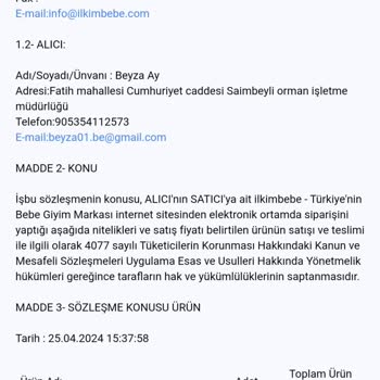 İlkim Bebe Para İadem Yapılmıyor