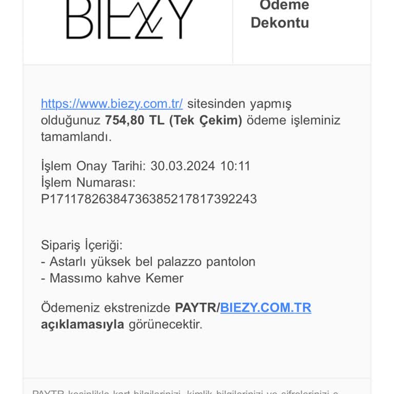 Biezy Butik Ürün Gecikme Şikayeti